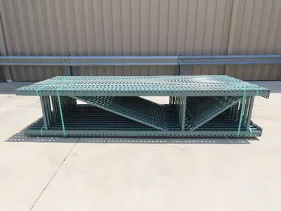 Interlake 10' x 24" Teardrop Pallet Racking Upright 3x3" Leg 23900Lb Green