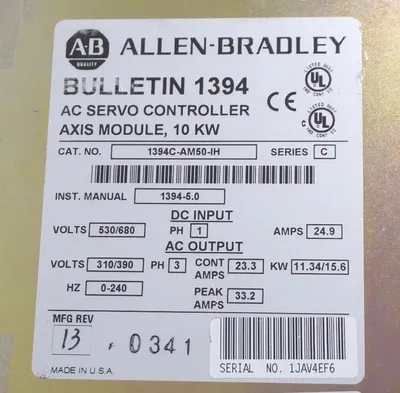 USED ALLEN BRADLEY 1394C-AM50-IH AC SERVO CONTROLLER AXIS MODULE SER. C