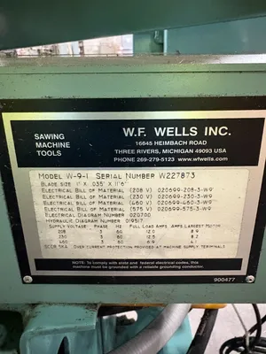 USED W.F. WELLS INC. W-9-1
