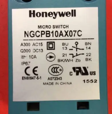 Honeywell NGCPB10AX07C Roller Push Metal Limit Switch 1 NO 1 NC 10 Amp 6A