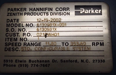 USED Parker 6130981X-001