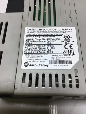 Allen Bradley PowerFlex 40 22B-D010N104 Variable Frequency Drive
