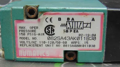 Numatics 082SA43AK011B30 Solenoid Valve 150 PSIG 110/120V Used