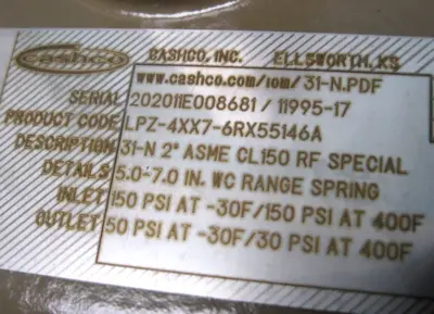 NEW Cashco LPZ-4XX7-6XX55146A