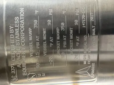 Buy Used Apache Stainless Agitated Reactor – 200 Liter, 316/304 SS, Vertical