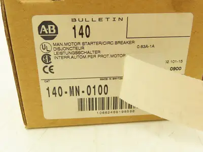 Allen Bradley 140-MN-0100 Manual Motor Starter 1.5Hp 600v 3Ph 0.63-1A Ser C