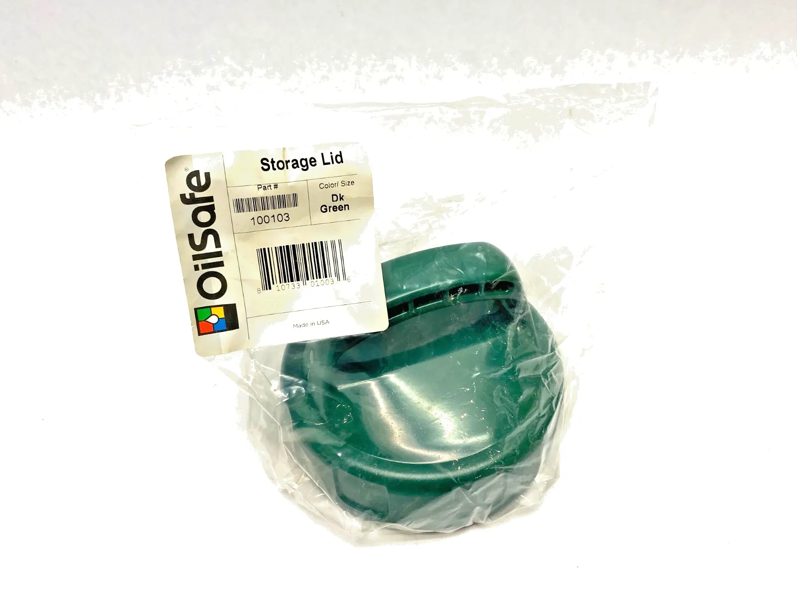 NEW OILSAFE SPILL-PROOF STORAGE LID, DARK GREEN
