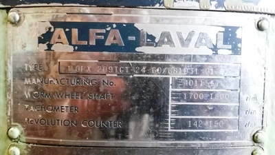 (2) Alfa-Laval MOPX 209 TGT-24-60 oil purifiers, SS.