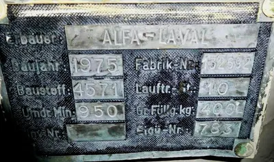 Alfa-Laval PAZ 1250C perforate basket centrifuge, 316SS.