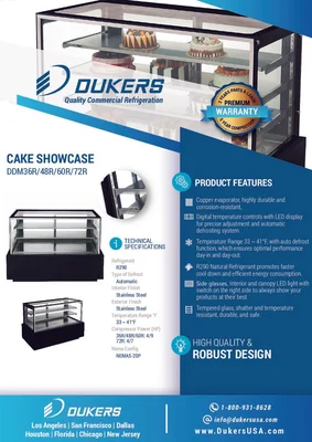 New | in-Stock Dukers New Dukers DDM48R - Straight Glass 48" Cake Showcase Display Refrigerators Illinois US | Falcon Restaurant Supply #1376318