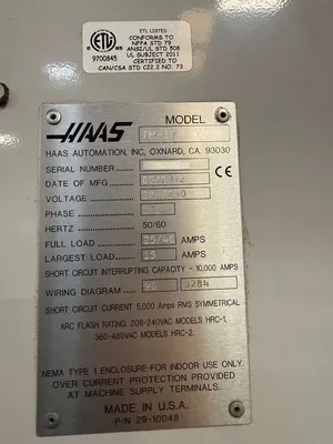 USED 2012 HAAS TM-1P
