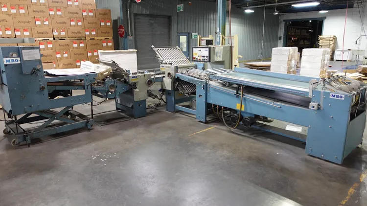 Used MBO B26 Folder Line with Continuous Feeder & Stacker Delivery Paper Folders Illinois US | Machinery Solutions Group, Inc. #885313