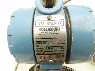 Rosemount 1151 Smart Pressure Transmitter w/Temp Sensor 750"H2O 45VDC 1/2"NPT