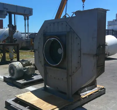 SPC9192  Blower 8,500 cfm centrifugal fan Clarage Fan Co. size 325 125 hp, Stainless Steel