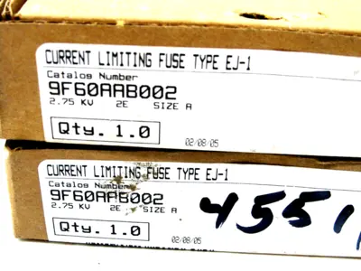 NEW LOT OF 2 GENERAL ELECTRIC 9F60AAB002 FUSE TYPE EJ-1