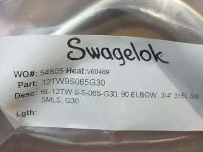 NEW SWAGELOK 12TW9S065G30