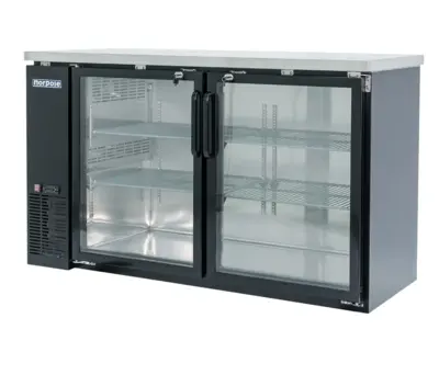 Magic Chef 16 CU. FT. 2-GLASS DOOR UNDER BAR REFRIGERATOR, BLACK