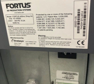 2013 STRATASYS FORTUS 400MC 3D Printer | 520 Machinery Sales LLC (2)