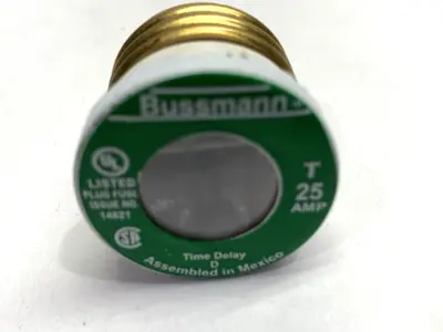 USED BUSSMANN TIME DELAY PLUG FUSE 125VAC 25A LOT OF 2