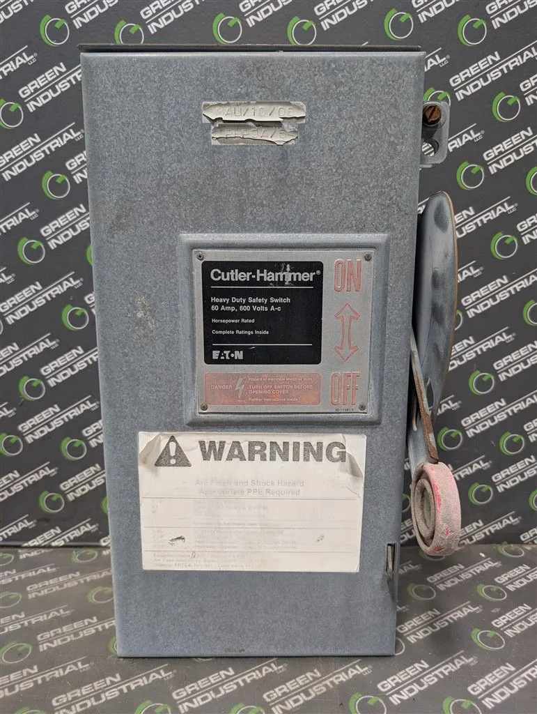 60A Cutler Hammer DH362FRK Fusible Safety Switch 600VAC 3R Enclosure Used