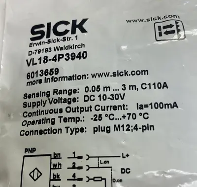 Used SICK VL18-4P3940 Miscellaneous Equipment (Electrical & Power) Ohio US | Surplus Asset Holdings #1235842
