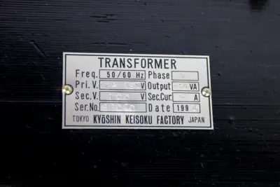 Kyoshin Keisoku Single Phase Transformer, 800VA