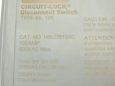 Hubbell IP69k Rotary Disconnect 600V 50Hp 100A Enclosed