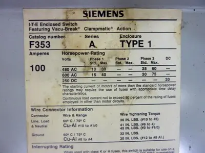 USED ITE IMPERIAL F353