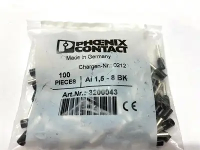 3200043 | Phoenix Contact AL 1,5-8 BK Black Crimp Ferrule Total 14mm L PKG OF 100 - New