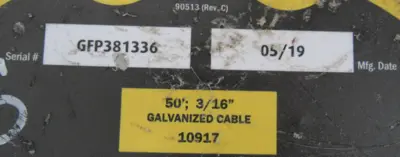 USED GUARDIAN HALO 10917 SELF RETRACTING LIFE LINE 50' 3/16"