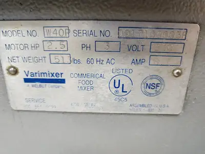 Used Varimixer Used Varimixer Welbilt W40P 40 Qt Floor Mixer Planetary Mixers Illinois US | Falcon Restaurant Supply #1376709
