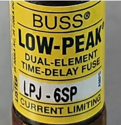 Bussmann LPJ-6SPFuse 6A Time Delay Class J Dual Element 600V Loc4D10