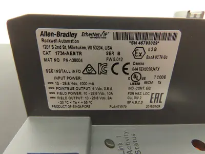 Allen Bradley 1734-AENTR Ethernet Adapter Dual Port Series B Point I/O FW 5.012