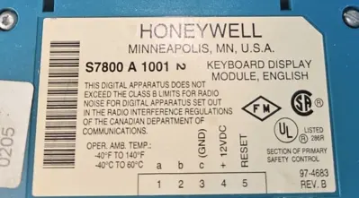 Honeywell S780CA1001 Burner Control Keyboard Display loc2C5