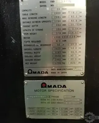USED 1989 AMADA FBD-5020E