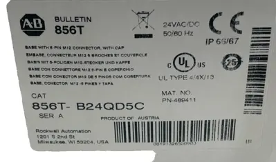 ALLEN BRADLEY 856T-B24QD5C MOUNTING BASE SER. A 856TB24QD5C NEW, SURPLUS