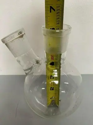 USED SHORT PATH 6" DEEP DISTILLATION GLASSWARE W/ TWO 1.5" OPENINGS