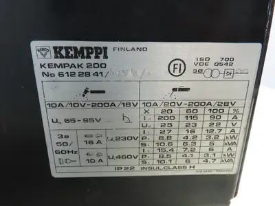 Kemppi Kempak 200 Tig 200 DC Welder 230/460v 3ph