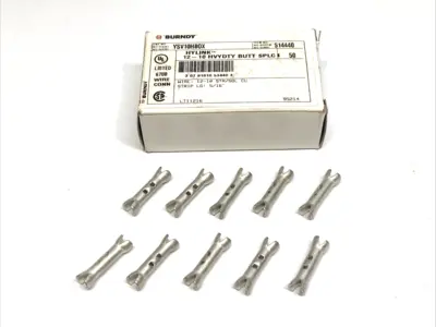 New | in-Stock BURNDY Hylink 12-10 Heavy Duty Electrical Butt Splice BOX OF 10 Electrical Fittings Michigan US | Maverick Industrial Sales #1507957