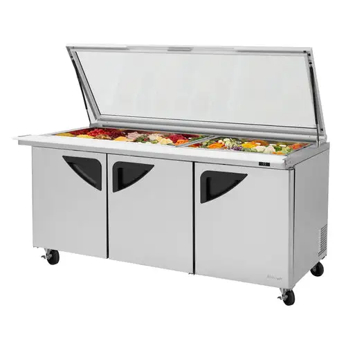 Turbo Air TST-72SD-30-N-GL 72 5/8" Super Deluxe Mega Top Sandwich/Salad Prep Table w/ Refrigerated Base, 115v