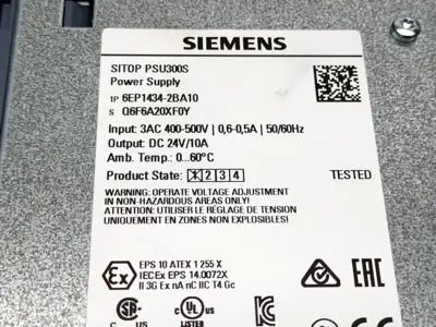 6EP1434-2BA10,1P 6EP1434-2BA10,SITOP PSU300S | Siemens 6EP1434-2BA10 SITOP PSU300S 10A Stabilized Power Supply 400-500VAC 24VDC - New Other