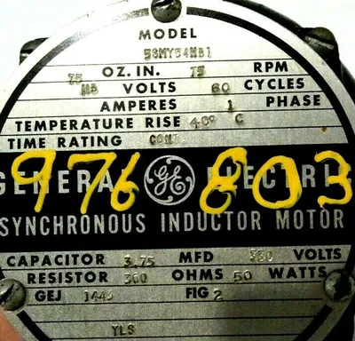 USED GENERAL ELECTRIC 5SMY54HB1 SYNCHRONOUS INDUCTOR MOTOR