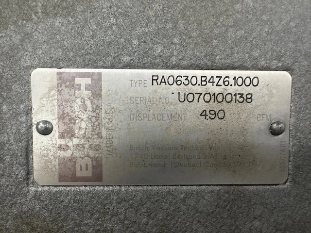 Used Busch RA0630.B4Z6.1000 Vacuum Pumps Minnesota US | Peak Machinery, Inc. #285328