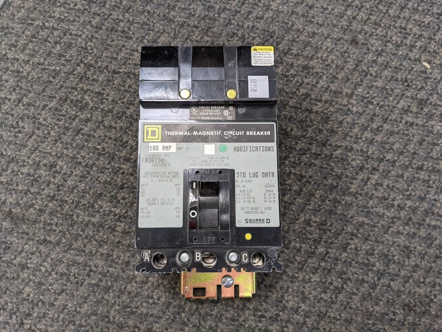 Used SQUARE D FA36100 Switchgears British Columbia CA | Lenmark #244386