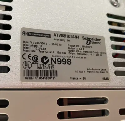 New | in-Stock Schneider Electric, Telemecanique Altivar 58 Adjustable Speed Drive 3kW, Class A Filter Variable Speed Drives Michigan US | Maverick Industrial Sales #1402075