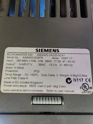 USED SIEMENS 6SE6420-2AD25-5CA1