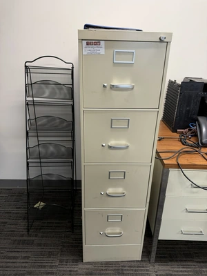 Lot including (1) 60" width x 29" height x 30" depth steel framed desk with 2 drawers (1 is a file d...