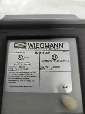 New | in-Stock WIEGMANN B040404CH Miscellaneous Equipment (Electrical & Power) | Surplus Asset Holdings #1201578