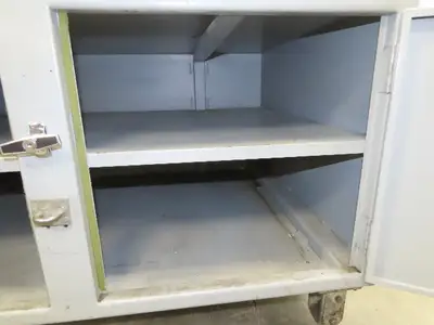 Metal Cabinet Workbench Storage 2 Door Heavy Duty 48x36" Stands 29" Tall Vintage