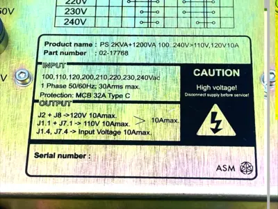 Used ASM Automation Power Supply 100-240V 02-17768 Rev E AC/DC Power Supplies Michigan US | Maverick Industrial Sales #1414188